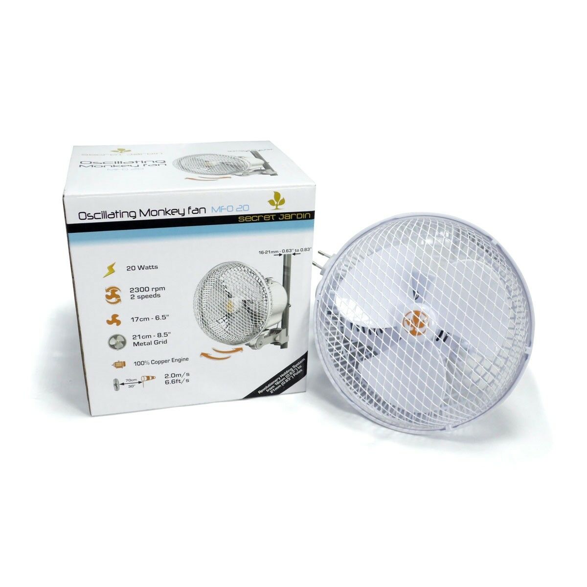 Secret Jardin Monkey 6" Oscillating 20W Clip On Fan For Grow Tents & Rooms 